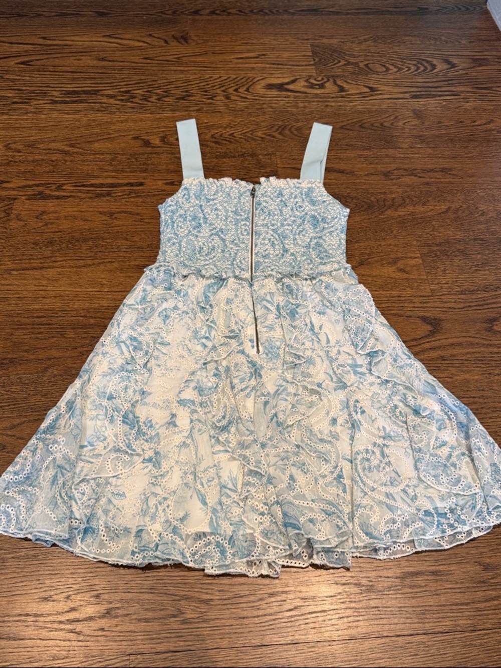 Alice + Olivia Light Blue Floral Lace Mini Dress - Picture 6 of 7